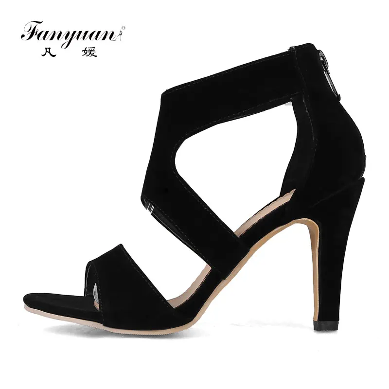 

Fanyuan new design Summer Basic Sandals women Strap Heel Sandals concise Solid color Spike high Heels ladies Formal Dress shoes