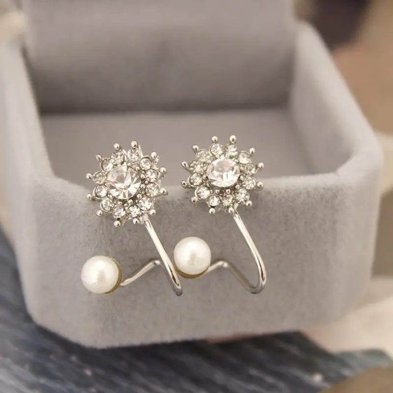 

New Korea Fashion Brincos Crystal pearl earrings Flower Geometry Stud Earrings for Women Jewelry Bijoux aretes 2018