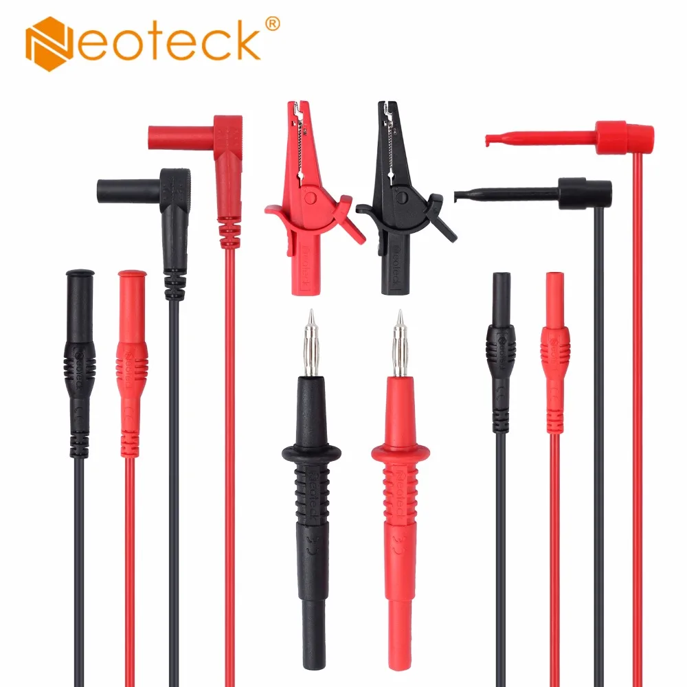 

Neoteck 8-Pieces Universal Probe Test Leads Pin for Digital Multimeter Clamp Multi Meter Test Lead Cable kit + Alligator Clip