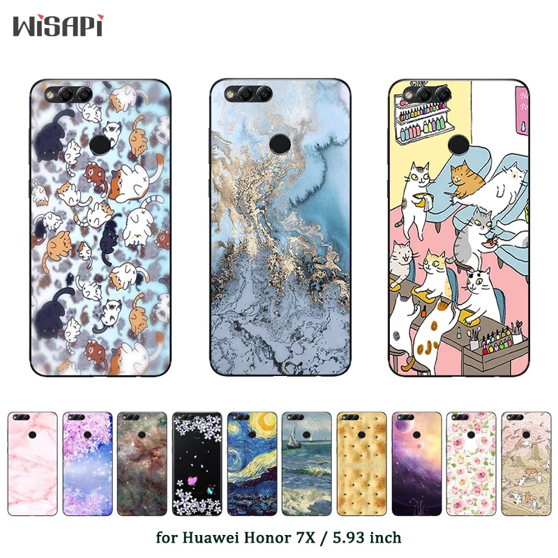 

Silicone Cases for Huawei Honor 7X Cover 5.93 inch for Huawei 7X 7 X Back Phone Fashion Printed for Honor 7x Ultralthin