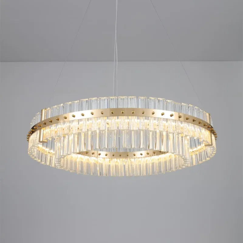 

New luxury crystal chandelier light luminaire suspendu for living room Stainless steel crystal modern bedroom dining room lamp