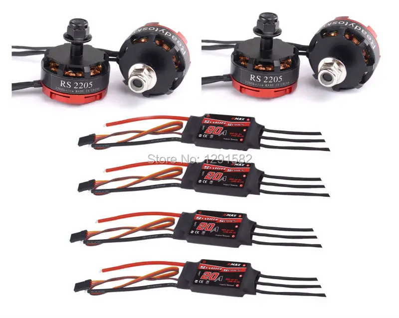 

4pcs RS2205 RS 2205 2300KV Brushless Motor + 4pcs Simonk 20A / BLHELI 20A ESC for QAV250 True X 243mm FPV racing Quadcopter