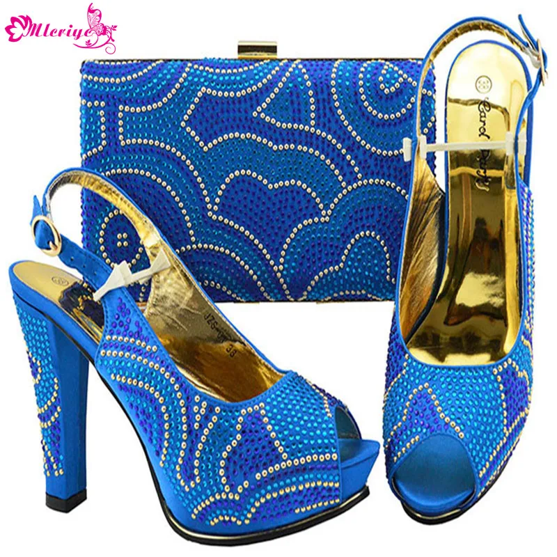 

New Arrival Royal Blue African Shoe and Bag Matching Set High Quality Italian Matching Shoe and Bag Set Italy Shoe and Bag Match