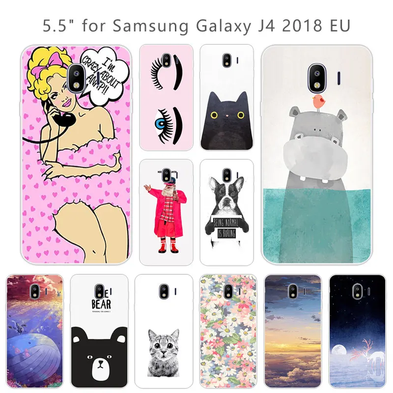 Задняя крышка для Fundas Galaxy J4 2018 J400 мультяшный чехол 5 дюймов Samsung SM-J400F черный