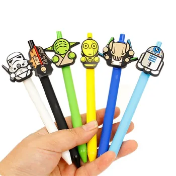 

Cute cartoon Gel Pen Kawaii 0.5mm Black Pen Kid Gift Yoda White soldiers C3PO Papelaria Stationery G025