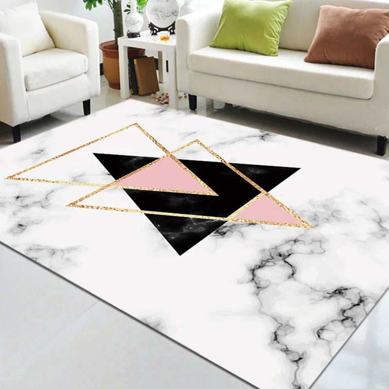 

Nordic Geometric Marble Pattern Carpet For Living Room Modern Brief Coffee Table Study Room Home Mat Yoga Pad Rectangular Carpet