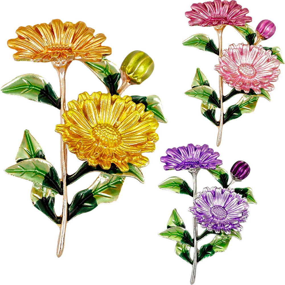 Beautiful Enamel Chrysanthemum Shape Brooch Pins And Brooches Banquet