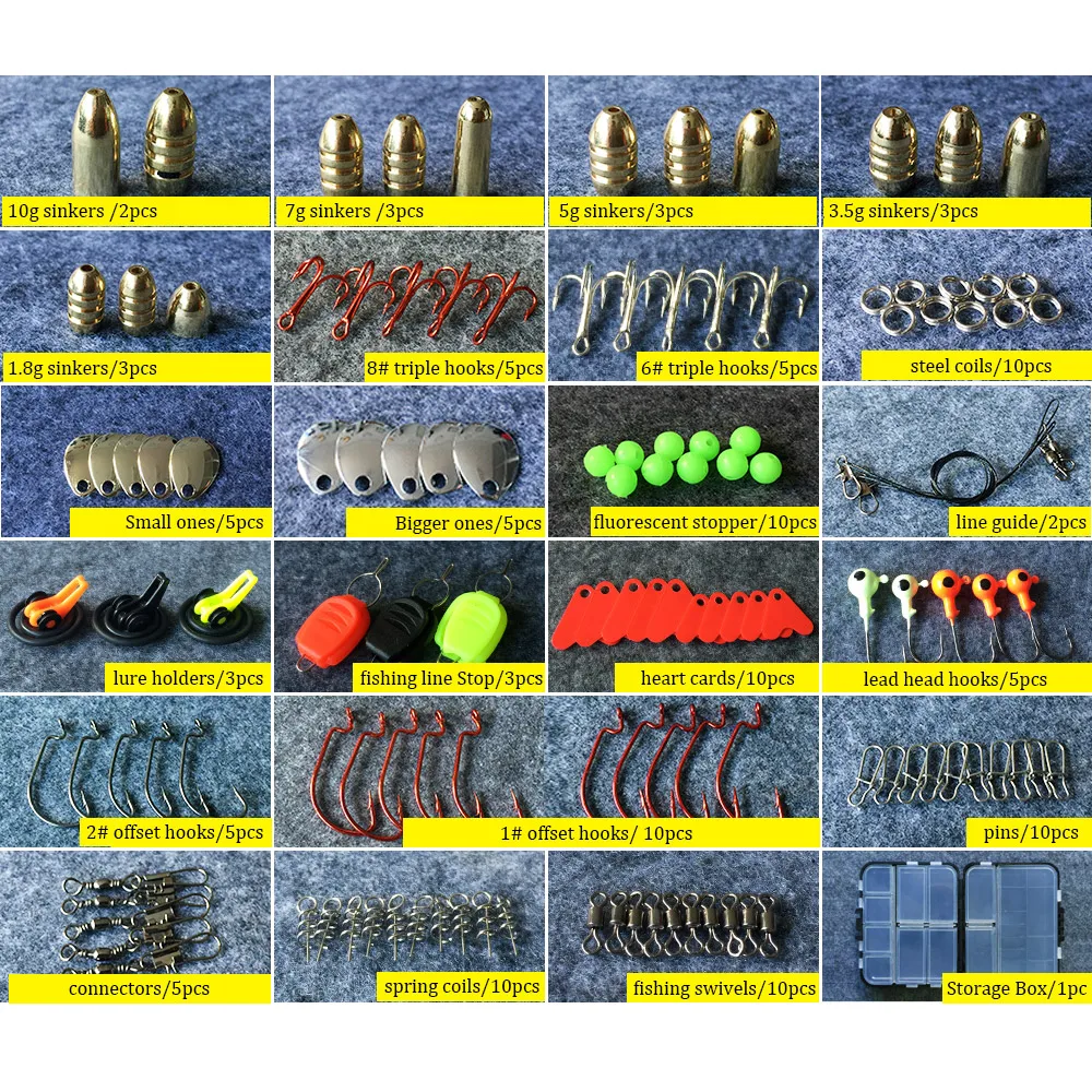 Lixada 20 видов 128 шт. рыболовные аксессуары Крючки рыболовные Вертлюги Вес рыболовные грузила с ящиком для хранения