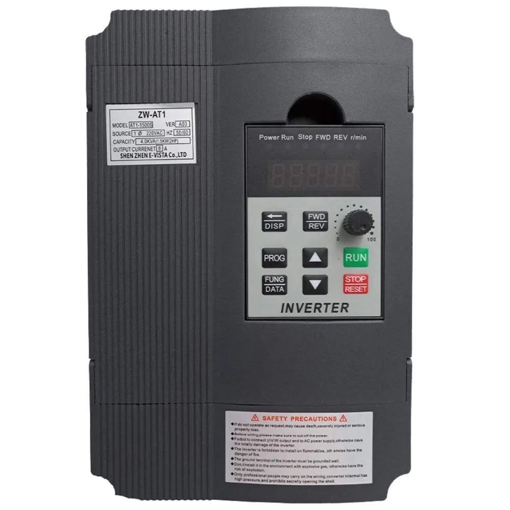 Inversor de Freqüência Vfd Conversor Coolclassic Zw at1 1.5kw 220 v Input Single & 3 Saída Fase 220 v Feee grátis Wcj8
