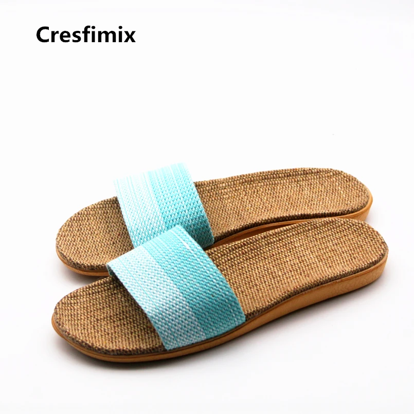 Cresfimix women spring & summer slip on stripe slippers lady casual size 35 to 40 slippers female casual high quality slides cresfimix women fashion high quality comfortable slippers lady casual pink beach slip on slippers female leisure soft slippers