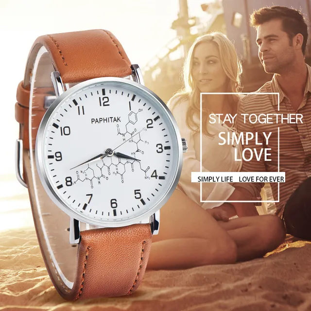 Fashion Couple Watch Retro Simple Pattern Design Leather Band Analog Alloy Quart Fashion Couple Watch Retro Simple Pattern Design Leather Band Analog Alloy Quart