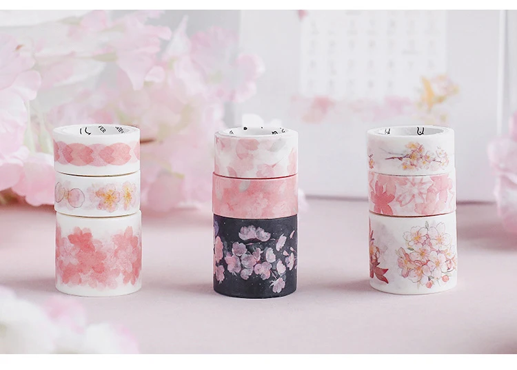 3 шт./компл. Kawaii милый Сакура лепесток Васи клейкие ленты Набор DIY наклейки Скрапбукинг Маскировочная лента школьные принадлежности пуля журнал sl1866