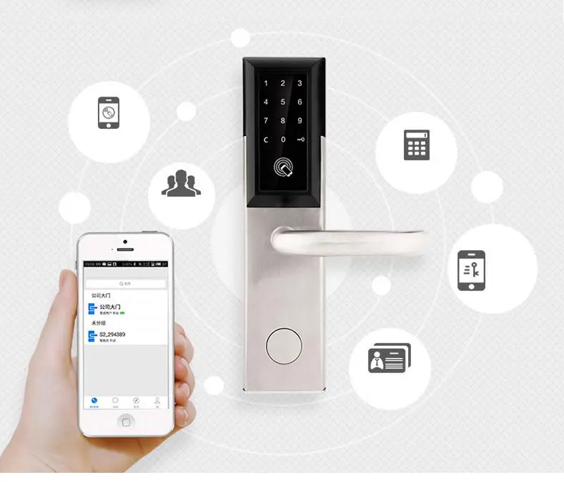 2018 смартфон Bluetooth дверной замок приложение комбинация, код сенсорный экран клавиатура пароль умный электронный дверной замок lk8810AP1