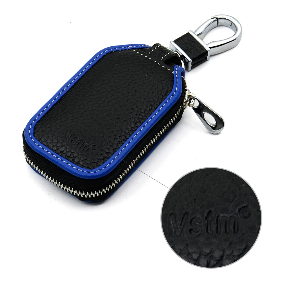 

New Double Zip Men's Genuine Cow Leather Car Key Holder Multifunction Housekeeper High Class Motor Key Case