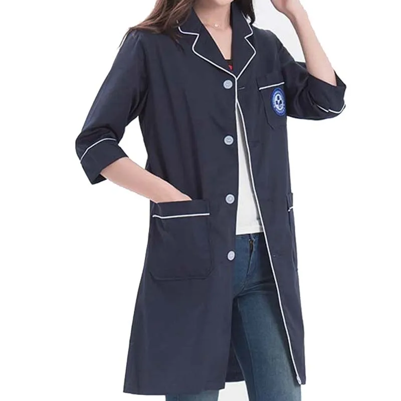 [Комплект] Женская мода 3/4 рукав Lab Coat (макет Wrap)|Лабораторные халаты| |