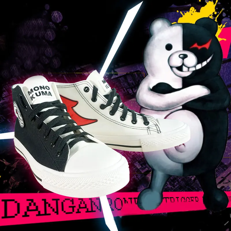 Японский аниме Danganronpa 3 Косплей Монокума ОБУВЬ парусиновые ботильоны для женщин и мужчин Dangan Ronpa обувь - Цвет: 02