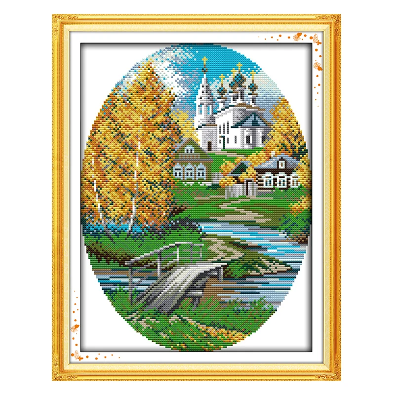 Joy Sunday crossstitch diy Four seasons in coast DMC14CT11CTcottonfabric гостиная столовая Ресторан домашний