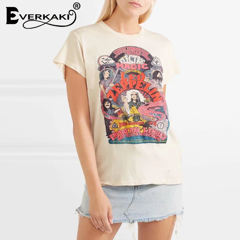 

Everkaki Boho Funny Patterns Print T-shirt Tops Women Casual Short Sleeve Cotton Bohemian T-shirt Top Female 2019 Summer New
