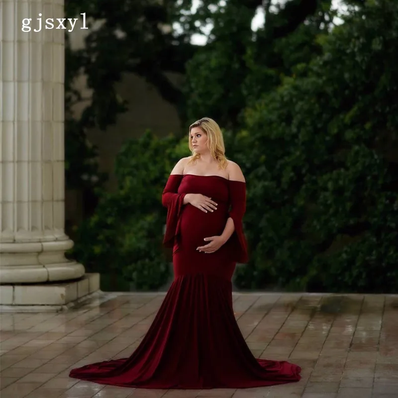 New Style Maternity photography props maxi Maternity gown Cotton Maternity Dress Maternity Fancy Photo Shooting pregnant dress