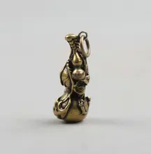 33MM/1.3Collect Curio Rare Chinese Fengshui Small Bronze Exquisite Gourd Vine Cucurbit Gourd Bottle Gourd Pendant Statuary 14g ridge gourd seed quality