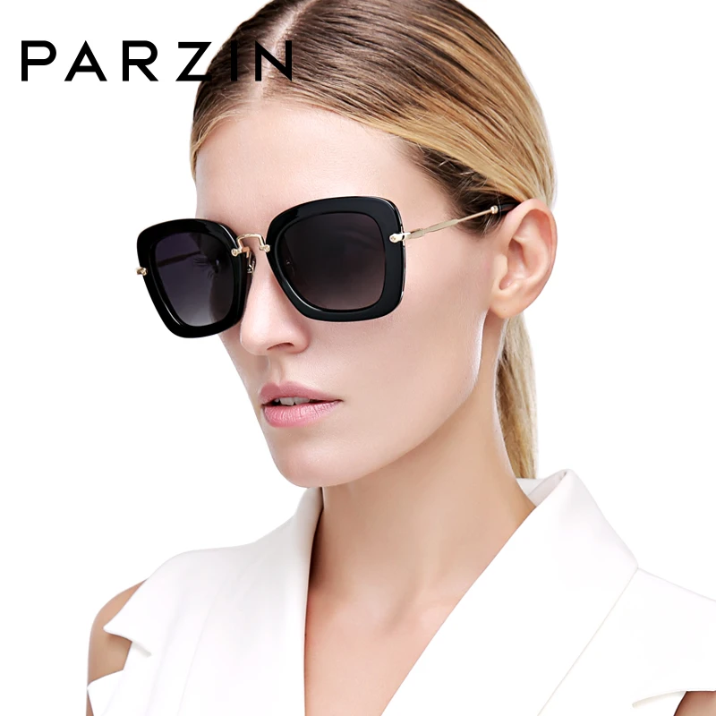 

PARZIN Black Square Frame Polarized Sunglasses UV400 Driving Vintage Shades For Women High Quality Eyewear With Accessories 9535