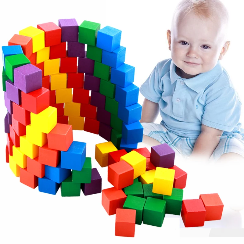

Multicolor wooden toys preschool montessori Educational toys for baby kids 100 square blocks stereo system child Aids fight box