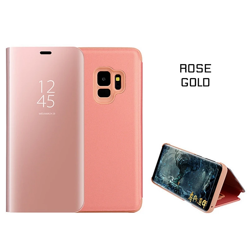 Rose Gold Умный зеркальный чехол KISSCASE Clear View для samsung Galaxy A50 A30 A40 A70 A7 откидная крышка S10 5G S9 S8 Plus S7 S6 Edge - Цвет: Rose Gold