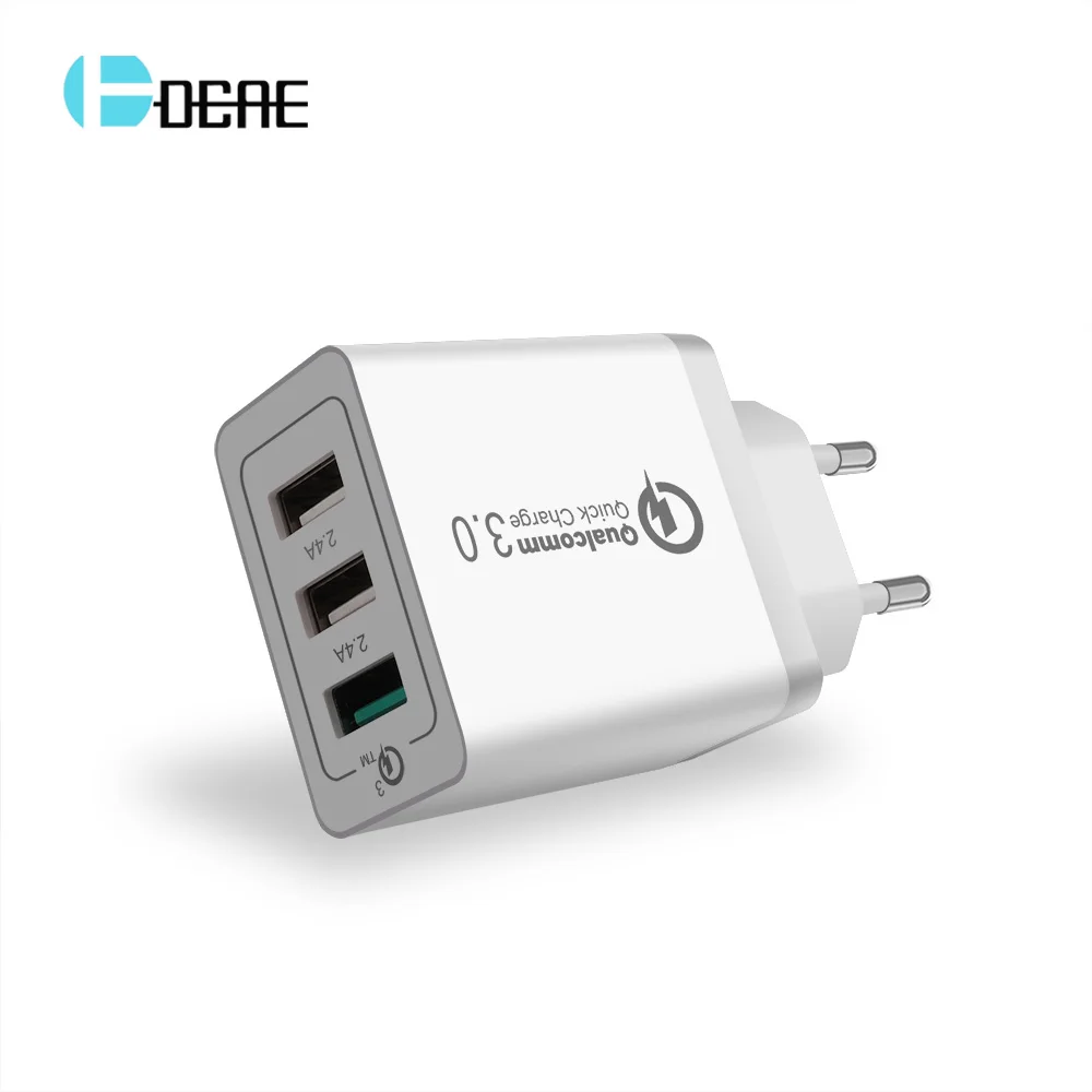 

DCAE Quick Charge 3.0 3 USB Phone Charger EU/US Plug Fast Travel Wall Adapter for iphone X 8 Samsung S8 S9 Xiaomi Huawei Charger