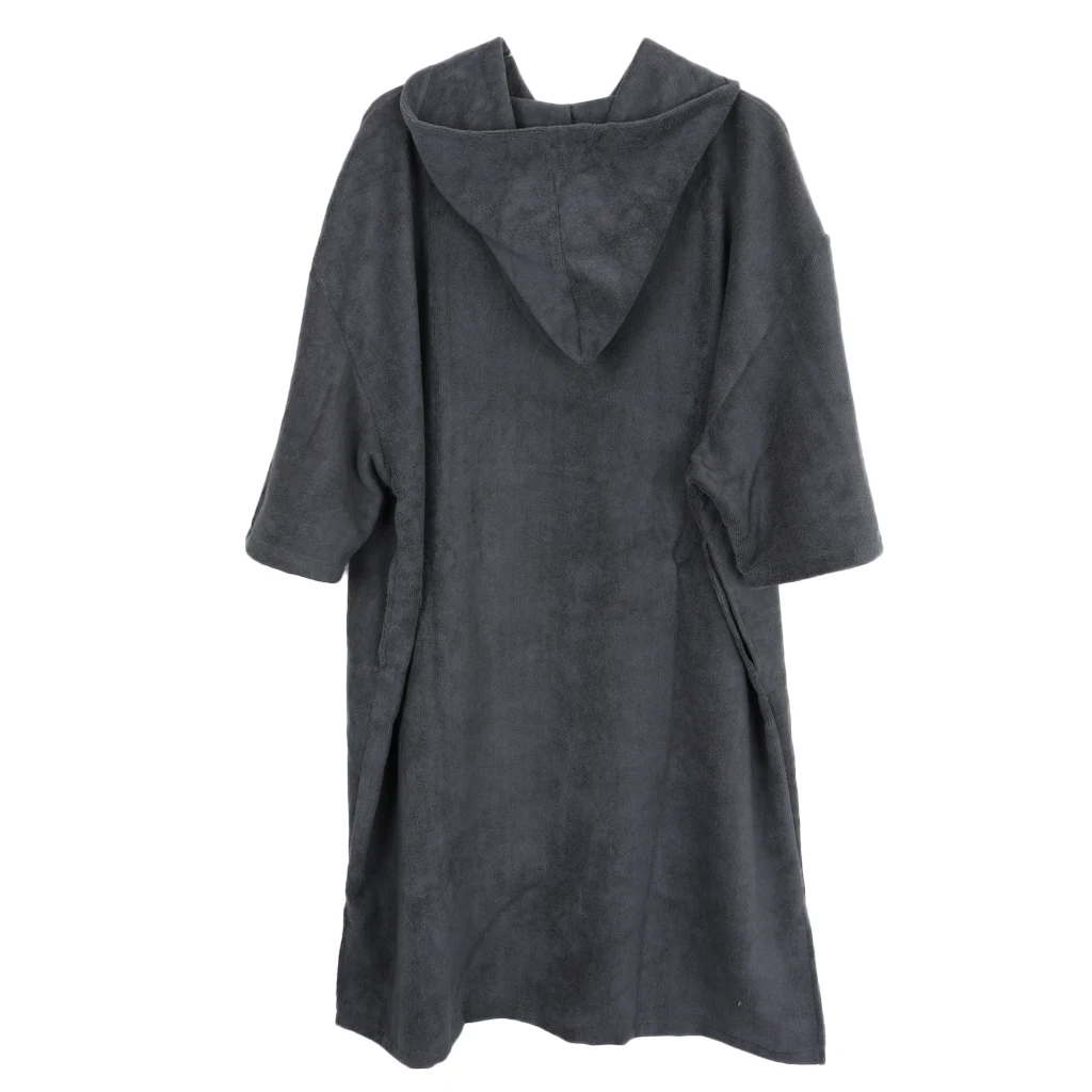 Black Surf Poncho Towel with Hood for Adult Women Men, Microfiber Beach Changing Robe for Pool Swimming Bathing Surfing Wetsuit