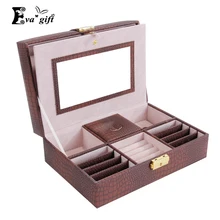 Mehrschichtige Europäischen Leder schmuck aufbewahrungsbox mit schloss organizer Armband halskette Ringe Perlen Verpackung Boxen