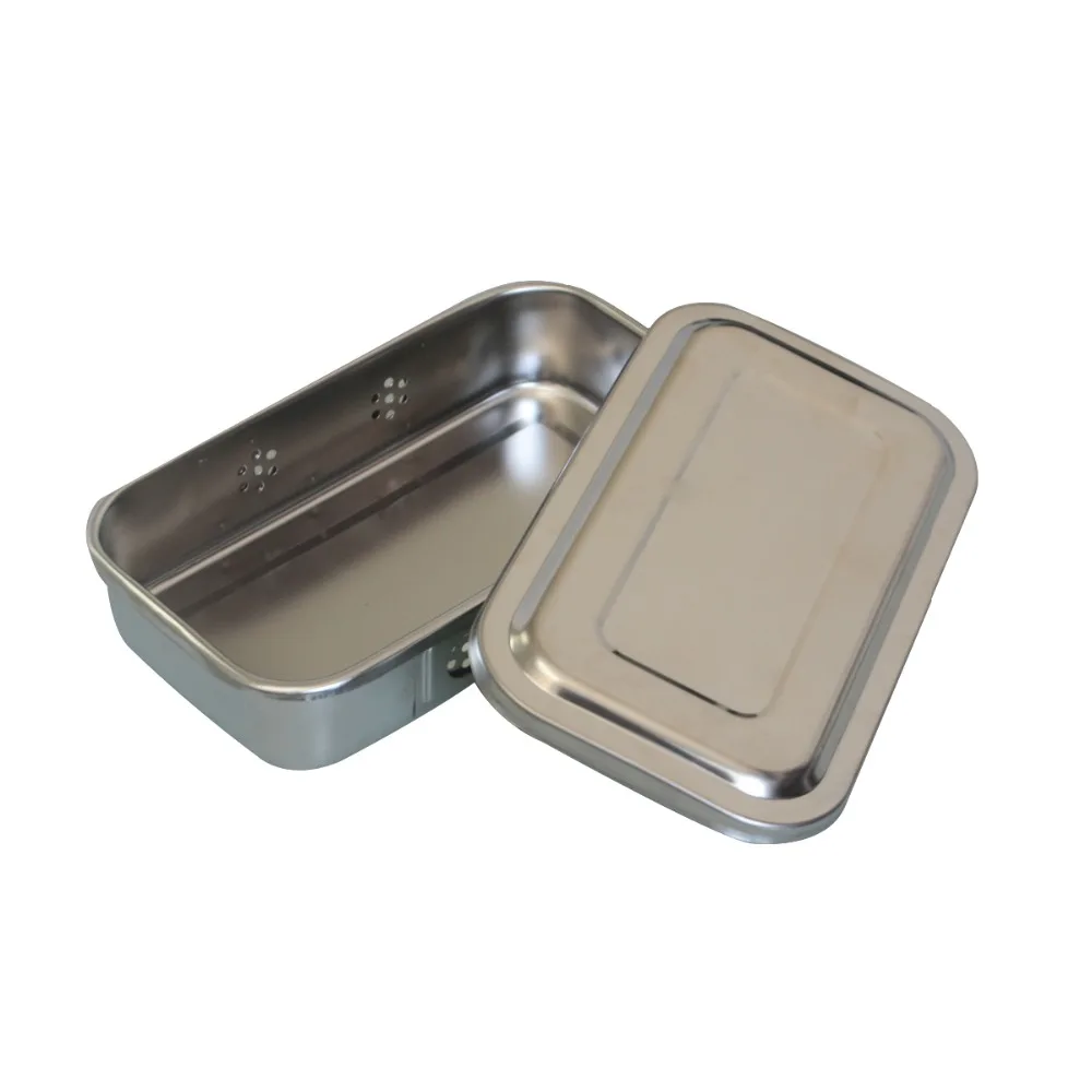 1pcs Dental Nursing Surgical Stainless Steel Container With Hole Anti High Temperature & Pressure Sterilizing Box 8/9/11.5 Inch