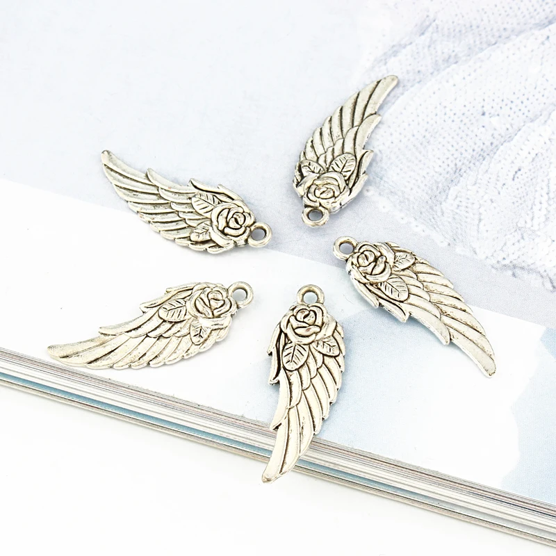 

5pcs Bohemia Ancient Silver Bracelet Findings Wings Charms DIY Alloy Pendant Making Earrings Necklace Jewelry Accessories C170