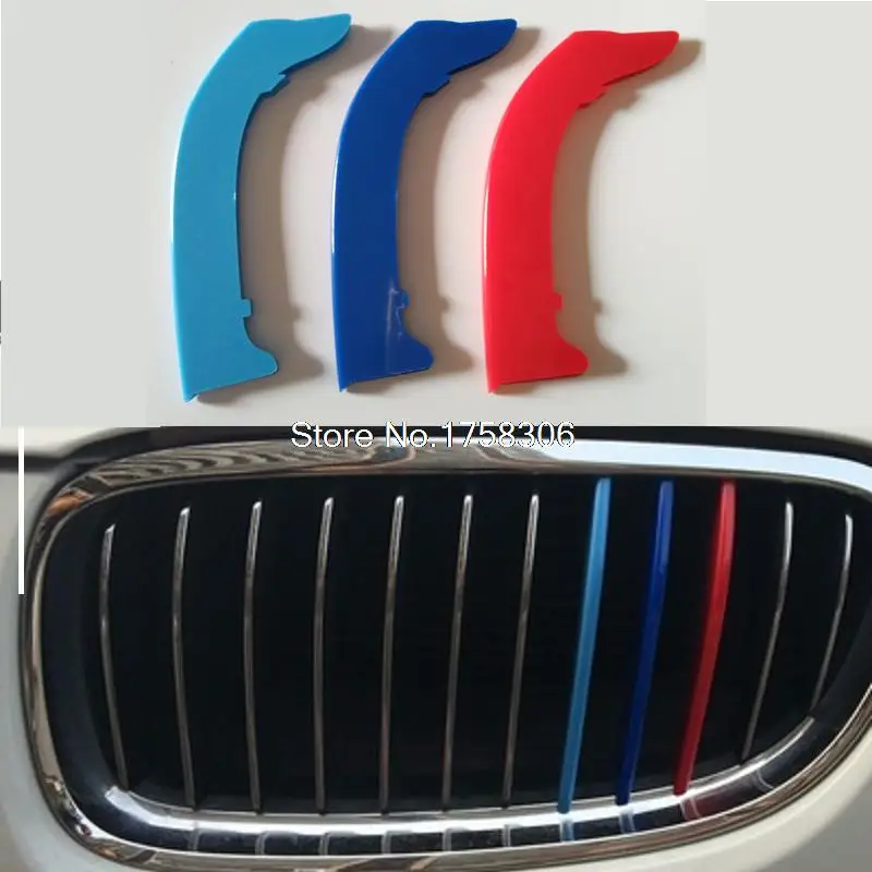

3D M Styling Car Front Grille Trim Sport Strips Cover Motorsport Power Performance Stickers for 2003-2012 BMW 3 Series E90