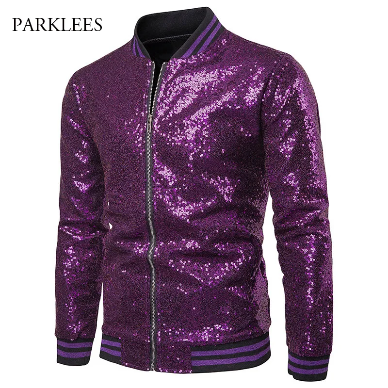 Shiny Glitter Sparkle Sequins Mens Jackets Coats Disco Stage