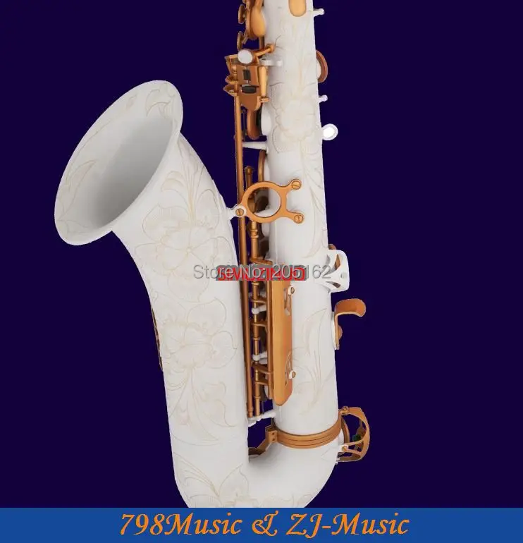 Bb Tenor фарфоровый саксофон с белым корпусом и атласными золотыми клавишами
