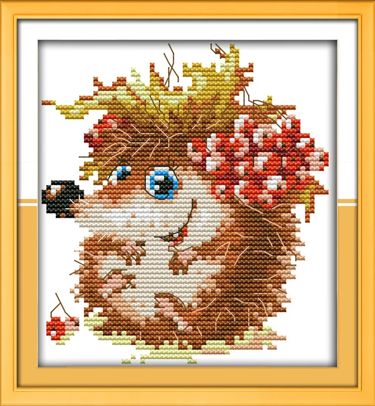 Hedgehog in Autumn Counted Cross Stitching 11CT Printed Handmade Cross