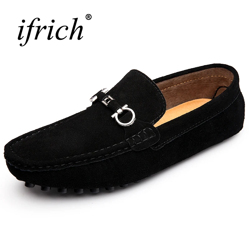 

Big Size Luxury Shoes Men Slip on Genuine Leather Shoes Cow Suede Mens Loafers Rubber Designer Driving Shoes