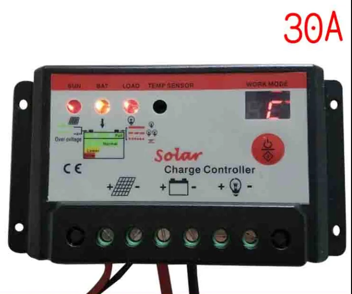 

30A 12V / 24V Solar Controller panel Photovoltaic power generation controller Voltage settable for LED control Street Light law