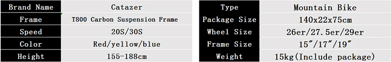 Perfect CATAZER Carbon Mountain Bike 29 Wheelset Suspension Frame 20/30 Speeds Profession Disc Brake MTB Bicycle With SHIMAN0 M8000 2 Perfect CATAZER Carbon Mountain Bike 29 Wheelset Suspension Frame 20/30 Speeds Profession Disc Brake MTB Bicycle With SHIMAN0 M8000 2