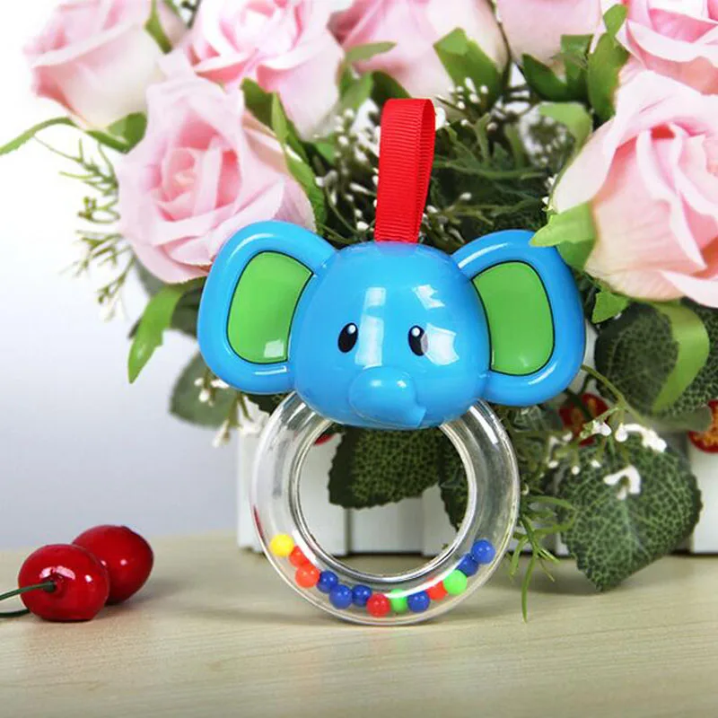

Hot Sale Cartoon Elephant Cow Cute Baby Stop Crying Rattle Vocal Hand Bell Teether Infant Accessories Newborn Toys Gifts