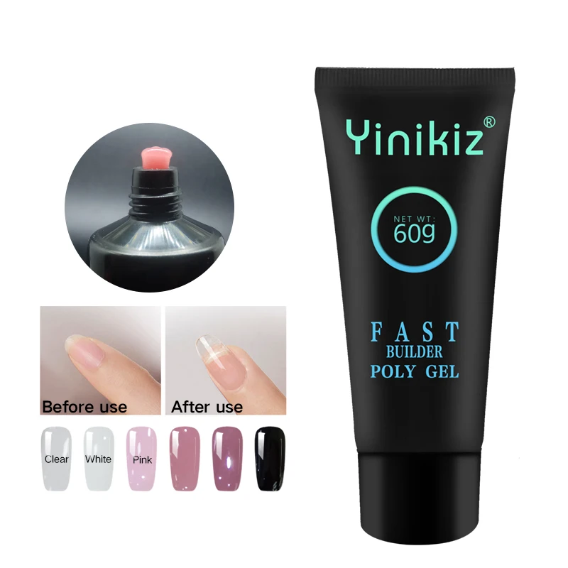 

Yinikiz 6pcs A Set of Poly Gel 60g Uv Fast Builder Gel Clear White Pink Black Colors Extend Fingernails Polygel