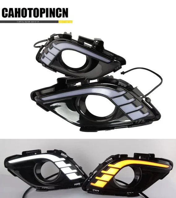 Turning Signal & Dimming style relay 12V LED car DRL daytime running lights with fog lamp hole