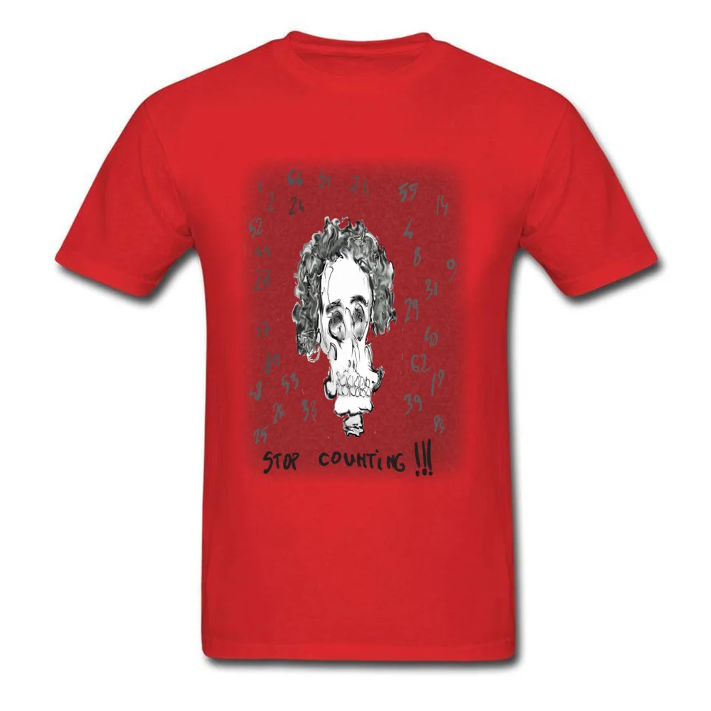 Casual SKULL Round Neck Tshirts VALENTINE DAY Tops Shirts Short Sleeve for Men High Quality 100% Cotton Family T-shirts SKULL red