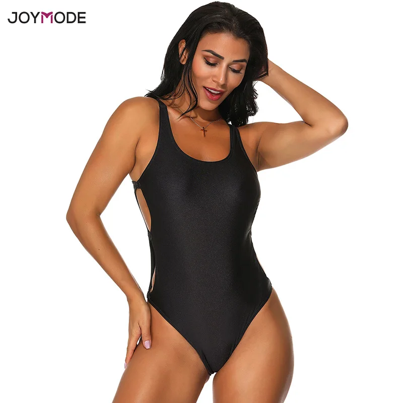 

JOYMODE Sexy Swimsuit Women 2019 New Pattern High Waist One piece Training Swimwear Shiny Bathing Suit