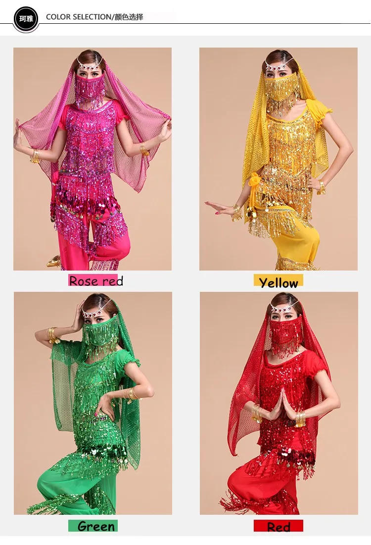 Набор костюма для танца живота длинный Цыганский костюм Восточный танец живота Болливуд индийский бальный сценический топ с кисточками+ штаны 4 цвета