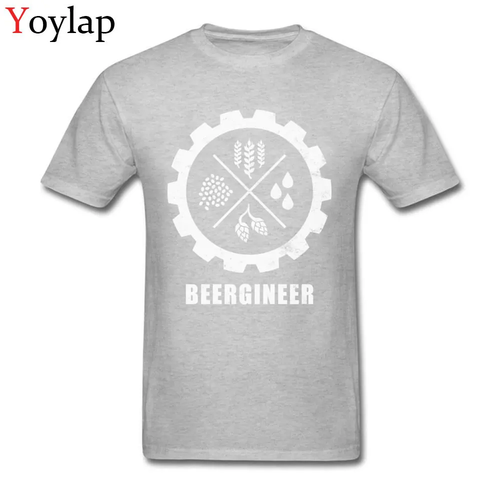 Funny Unique T-shirts Crewneck Cotton Fabric Beergineer Gear T-Shirt Student Tops Tees Short Sleeve Summer Autumn Unique Tee-Shirt grey