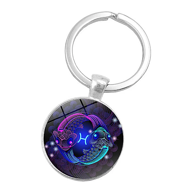 

New luminous twelve constellation key chain Leo Libra Scorpio Sagittarius key ring pendant birthday gift small pendant
