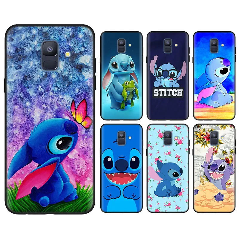 

Cute Lilo Stitch Black Soft Cases for Samsung Galaxy J4+ J6+ J6 J8 S9 S10 Plus S10e M10 M20 M30 Silicone Cover