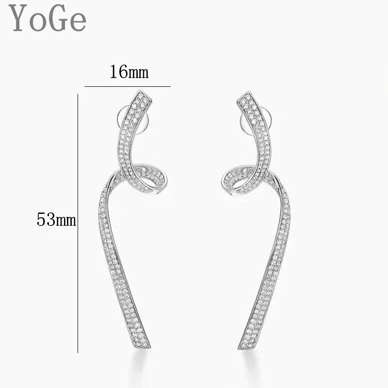YoGe, свадебные и вечерние ювелирные изделия для женщин, E2149, дизайн, стильные AAA CZ искаженные линии, серьги-гвоздики