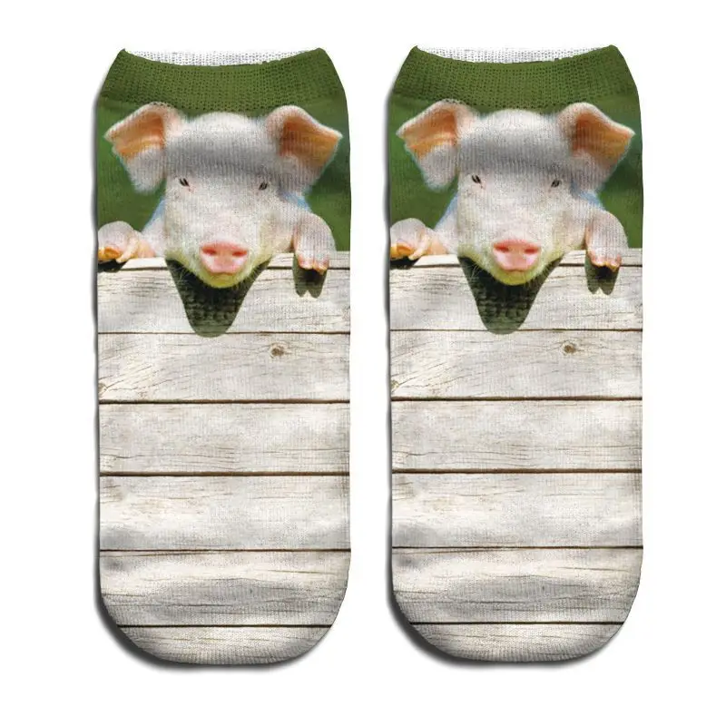Модные 3D милые короткие носки женские Харадзюку печати Kawaii животных Свинья лодыжки забавные носки для девочек для мужчин подарки на день